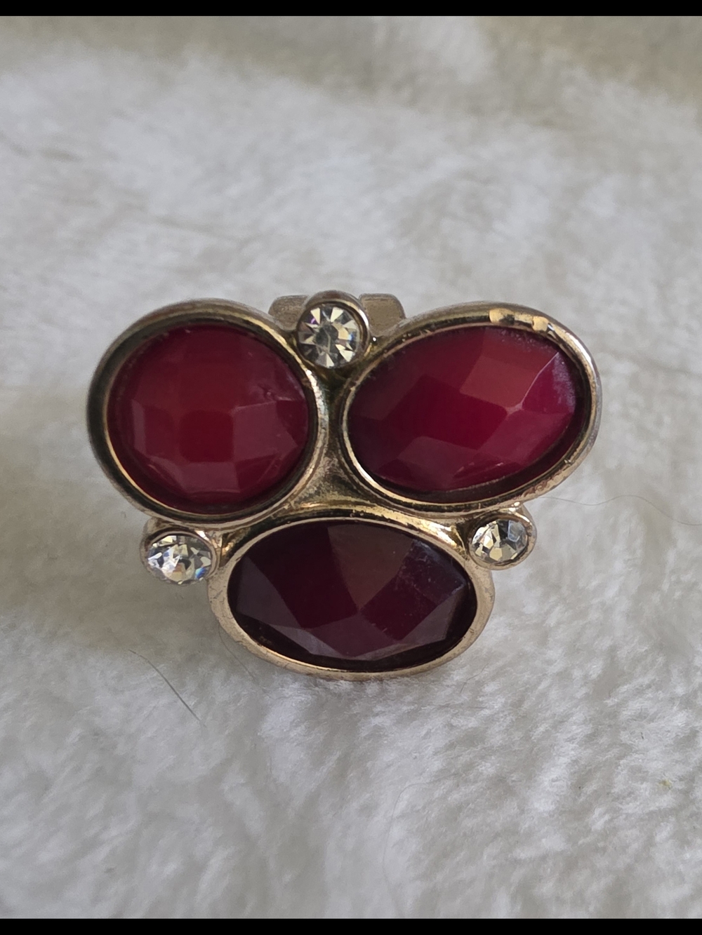 Gold-Tone Red Gem Cluster Ring - Women Jewelry